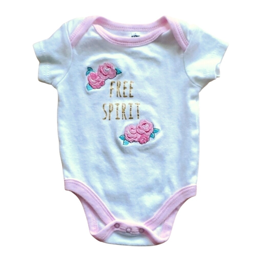 HB Girls "Free‎ Spirit" Embroidered Floral Onesie 0-3M